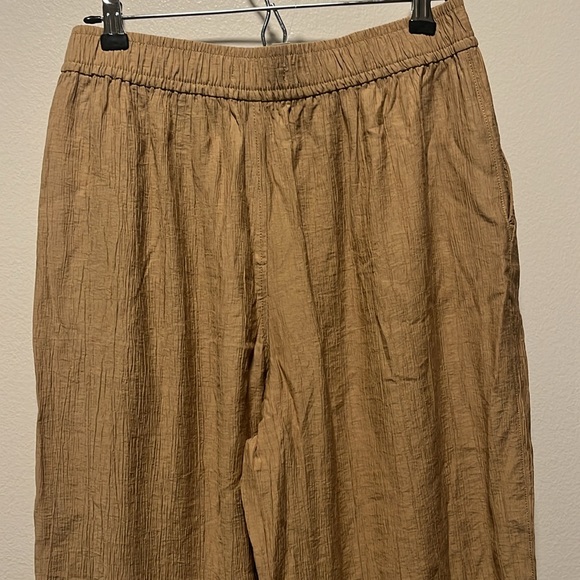 MADEWELL (NWT) Khaki Crinkle Crepe Pull On Wide Leg Cropped Pants, Size S - Picture 11 of 12
